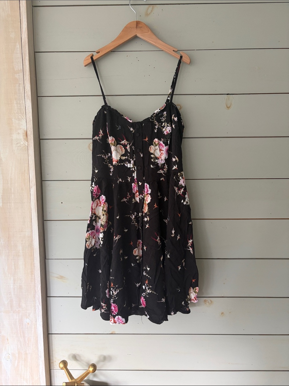 Sunny Girl Black Floral & Bird Mini Dress – AU Size 10